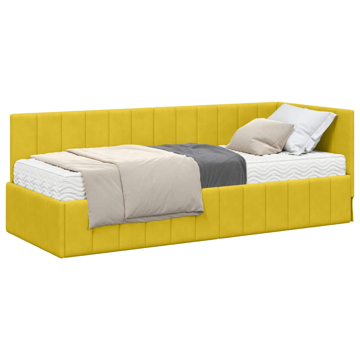 Cadre de lit d’angle avec matelas 2 pc Jaune Velours - XIOS