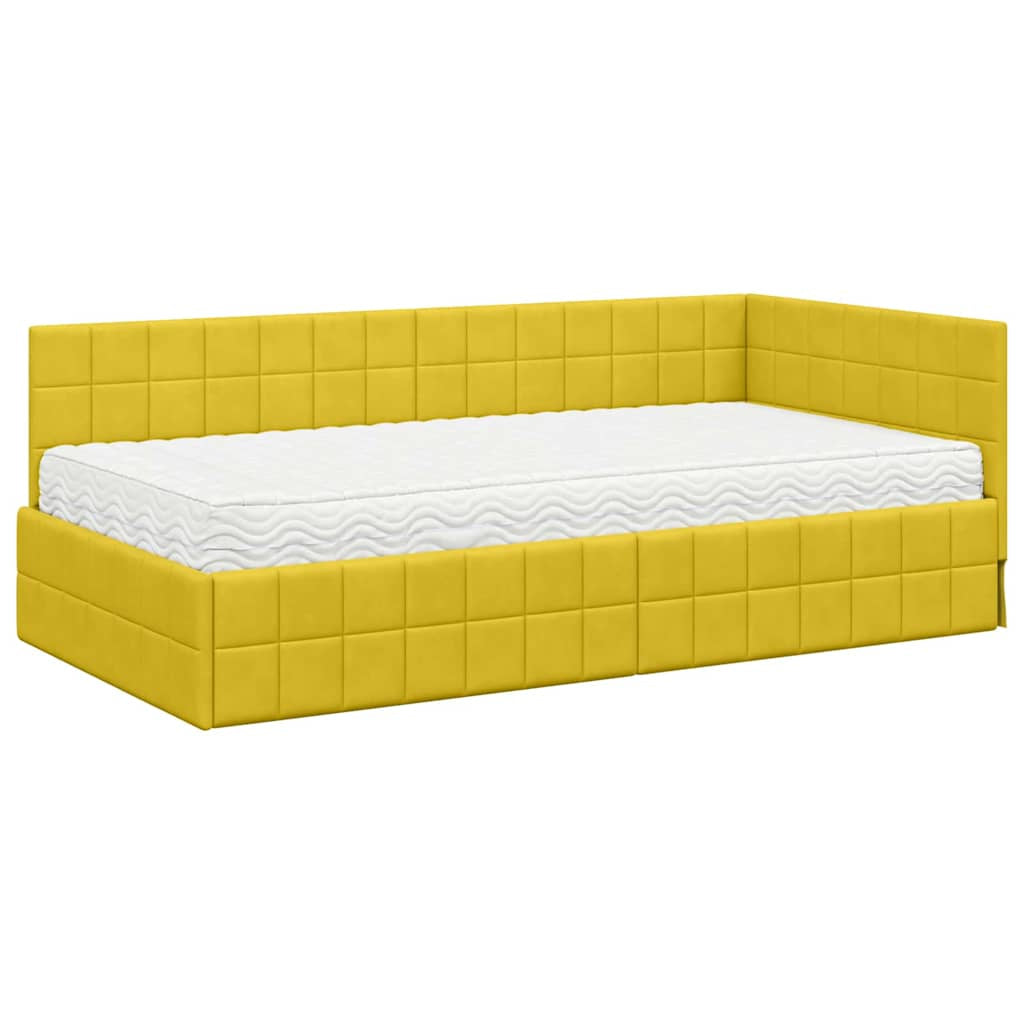Cadre de lit d’angle avec matelas 2 pc Jaune Velours - XIOS