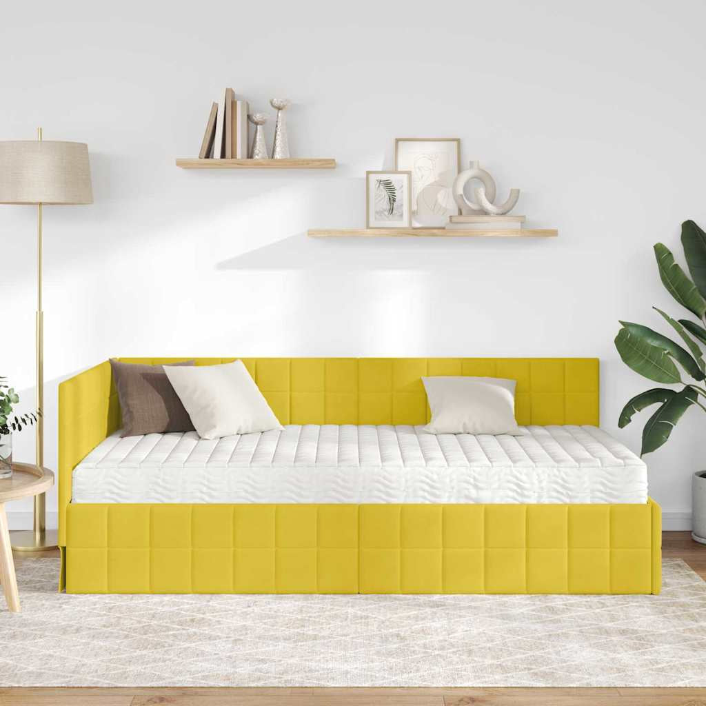 Cadre de lit d’angle avec matelas 2 pc Jaune Velours - XIOS