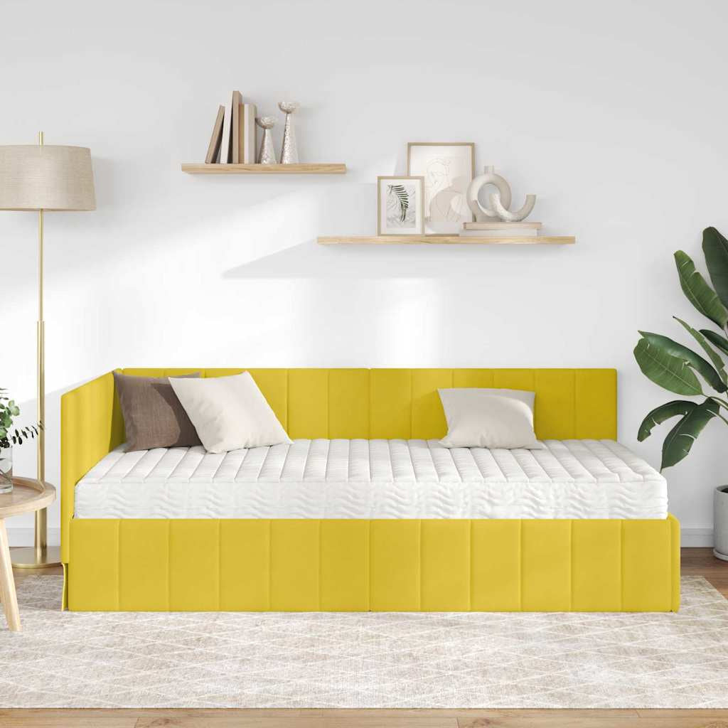 Cadre de lit d’angle avec matelas 2 pc Jaune Velours - XIOS