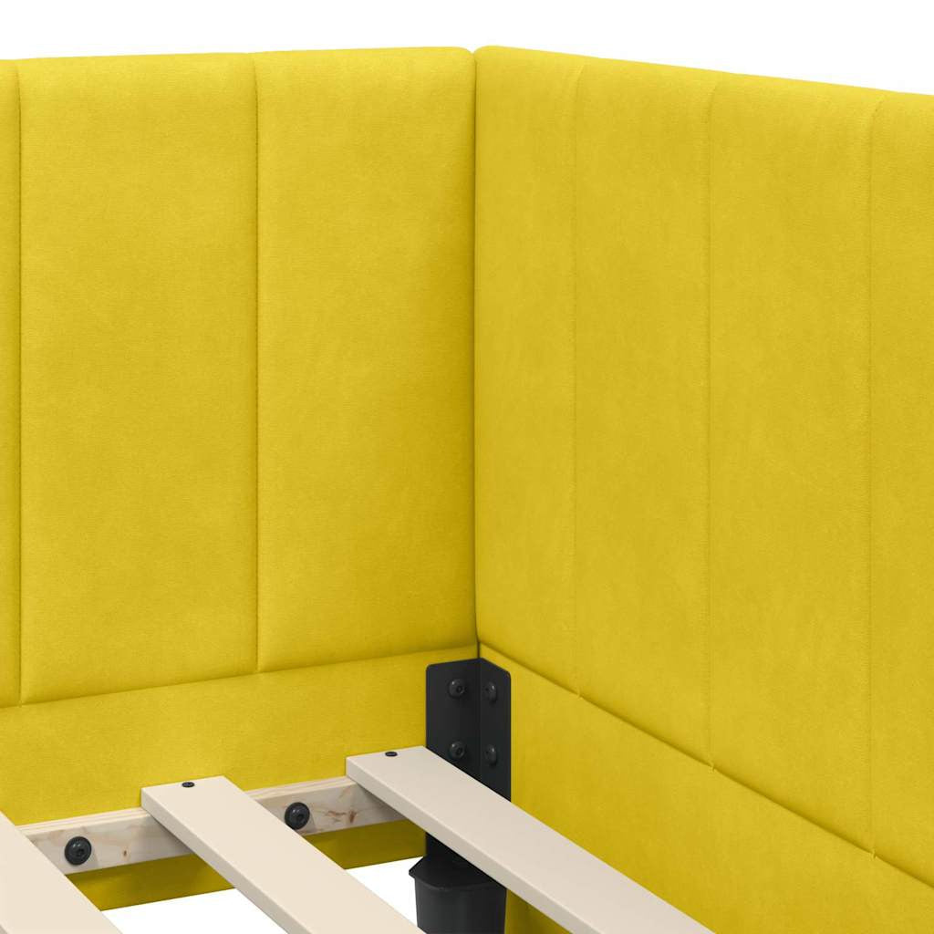Cadre de lit d’angle avec matelas 2 pc Jaune Velours - XIOS