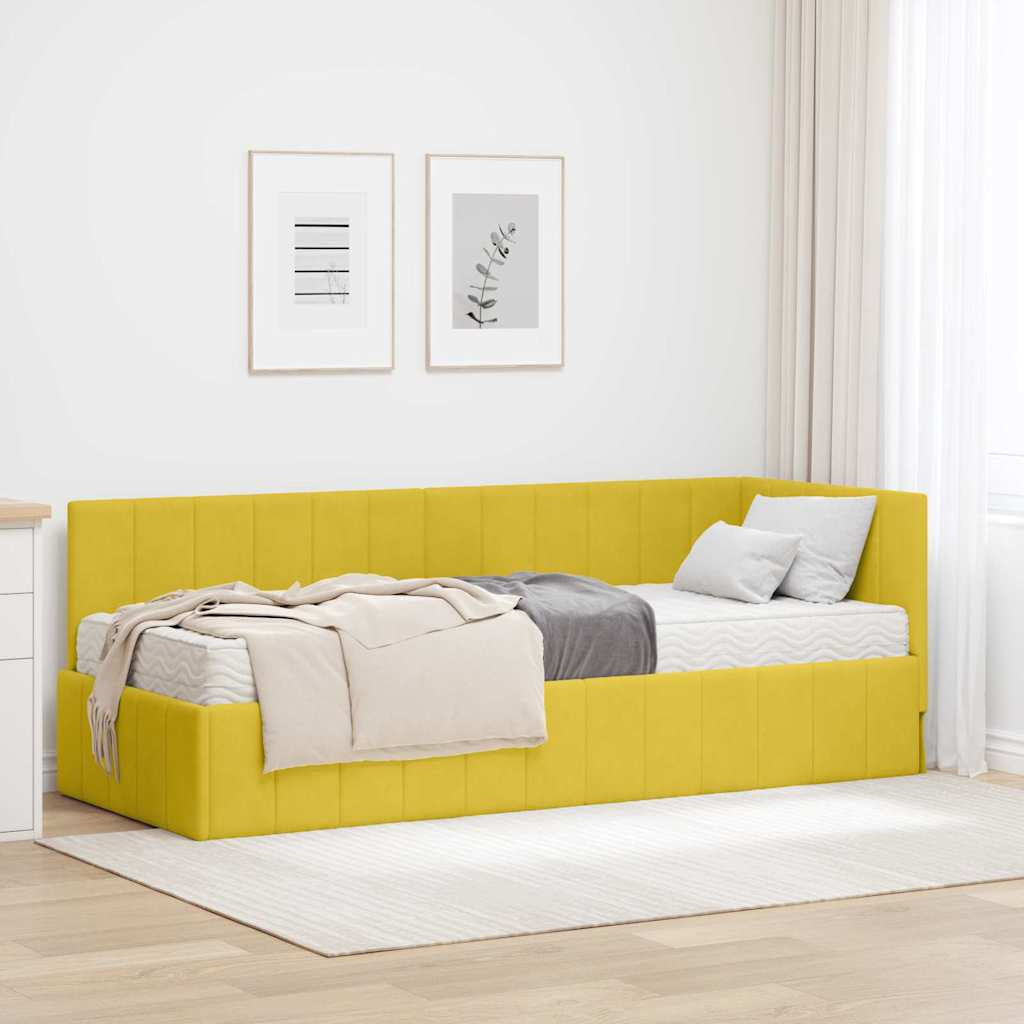Cadre de lit d’angle avec matelas 2 pc Jaune Velours - XIOS
