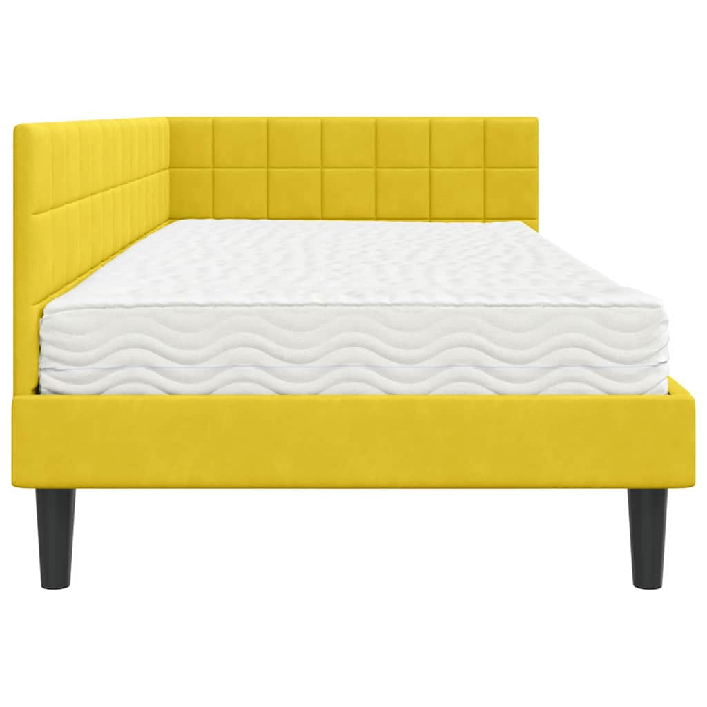 Cadre de lit d’angle avec matelas 2 pc Jaune Velours - XIOS