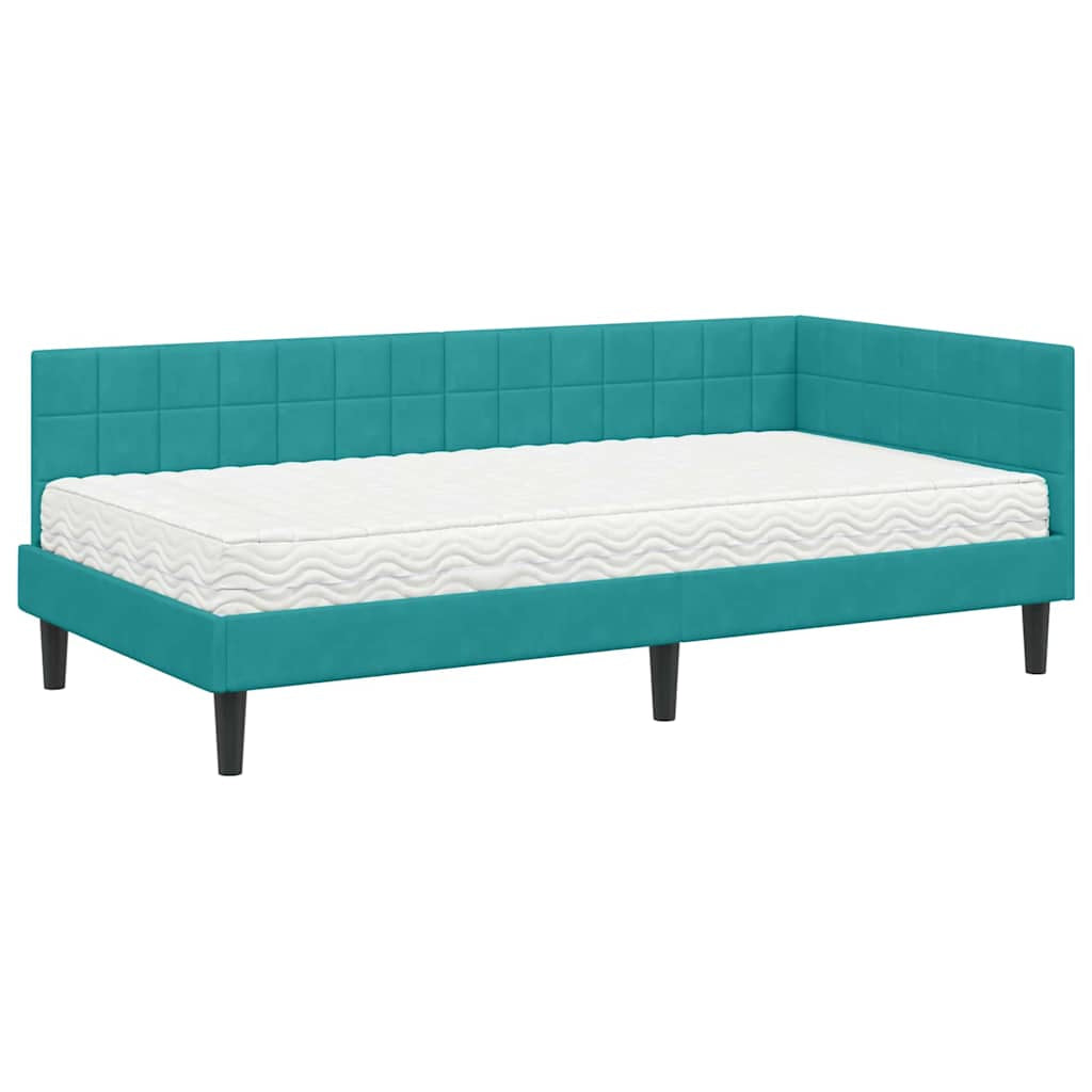 Cadre de lit d’angle avec matelas 2 pc Turquoise Velours - XIOS