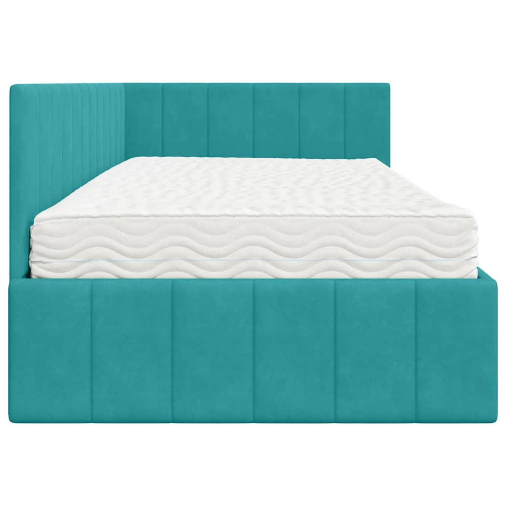 Cadre de lit d’angle avec matelas 2 pc Turquoise Velours - XIOS