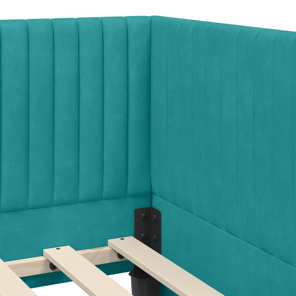 Cadre de lit d'angle avec matelas 2 pc Turquoise Velours - XIOS