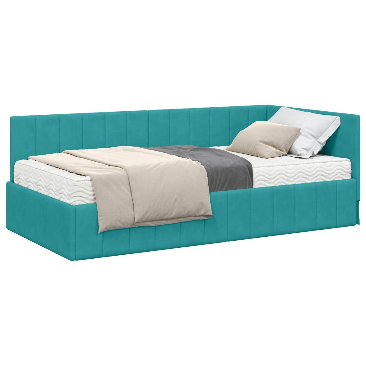 Cadre de lit d’angle avec matelas 2 pc Turquoise Velours - XIOS