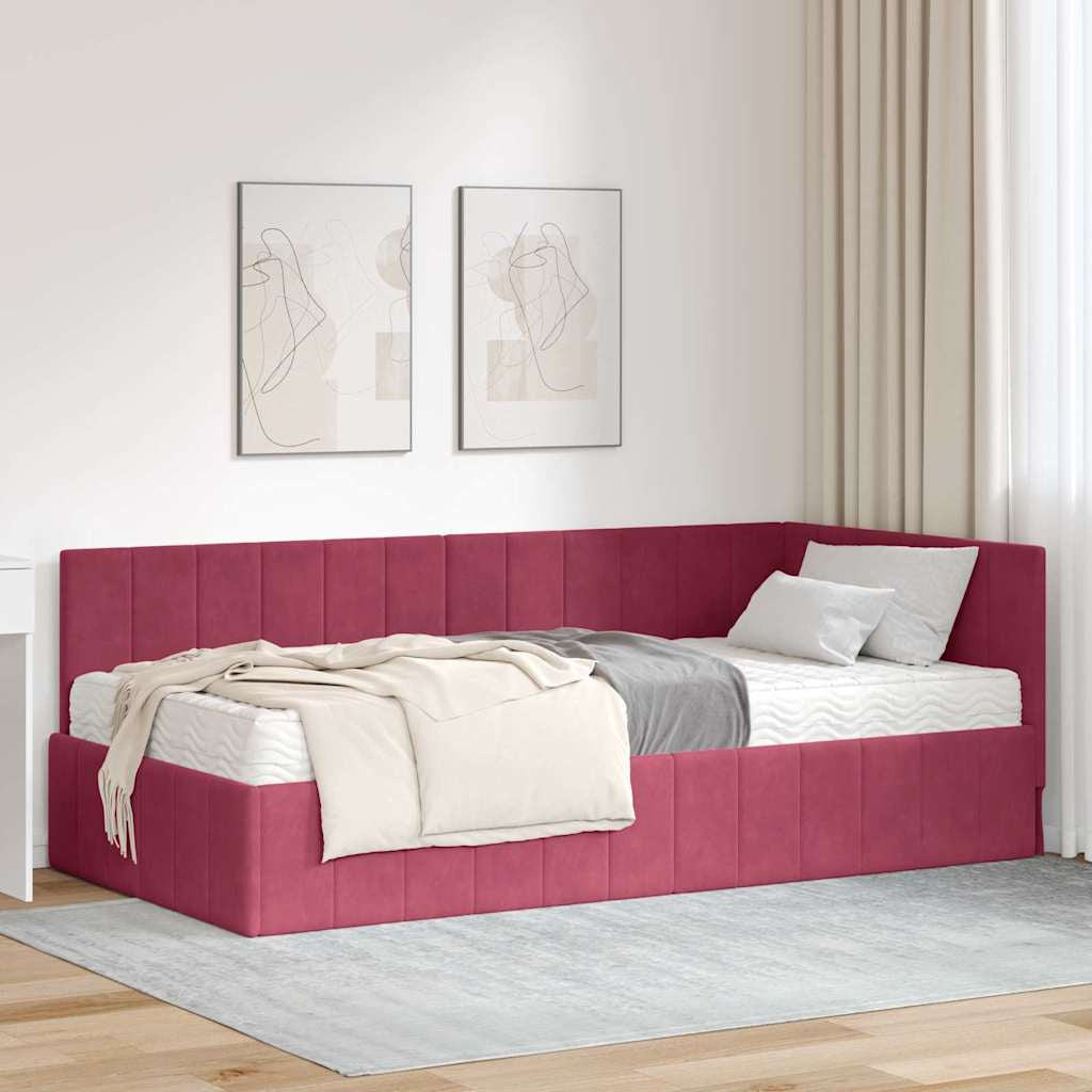 Cadre de lit d’angle avec matelas 2 pc Vert Velours - XIOS
