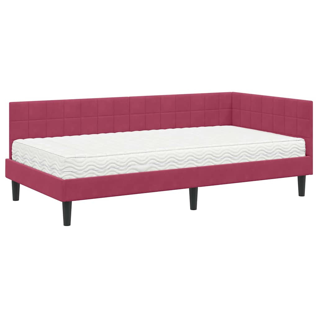 Cadre de lit d’angle avec matelas 2 pc Vert Velours - XIOS