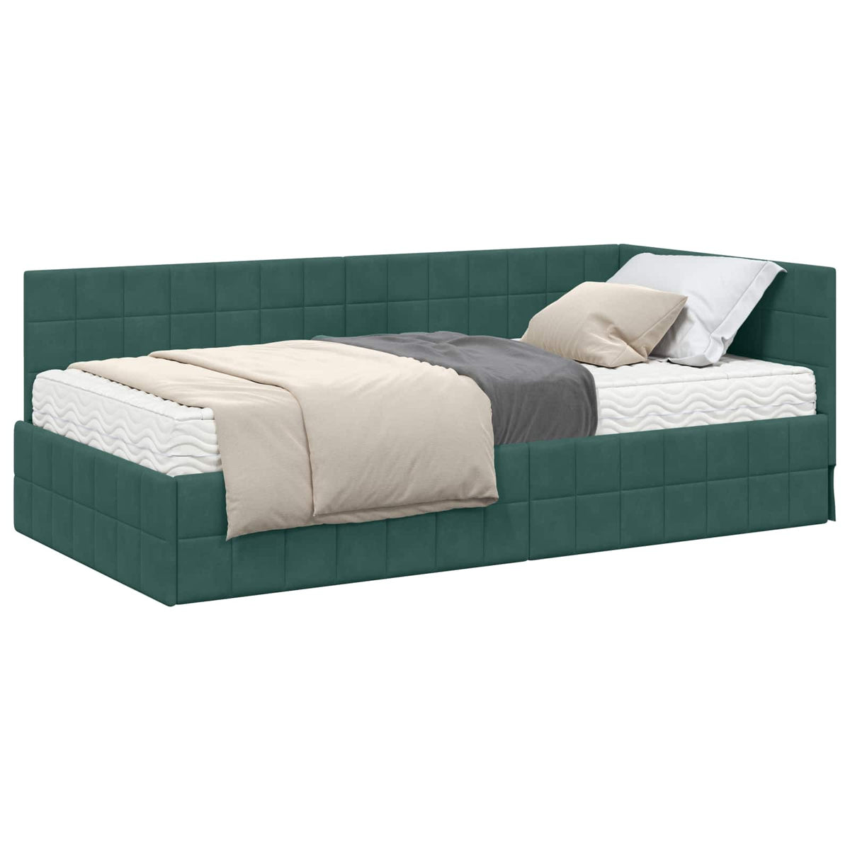 Cadre de lit d’angle avec matelas 2 pc Vert Velours - XIOS