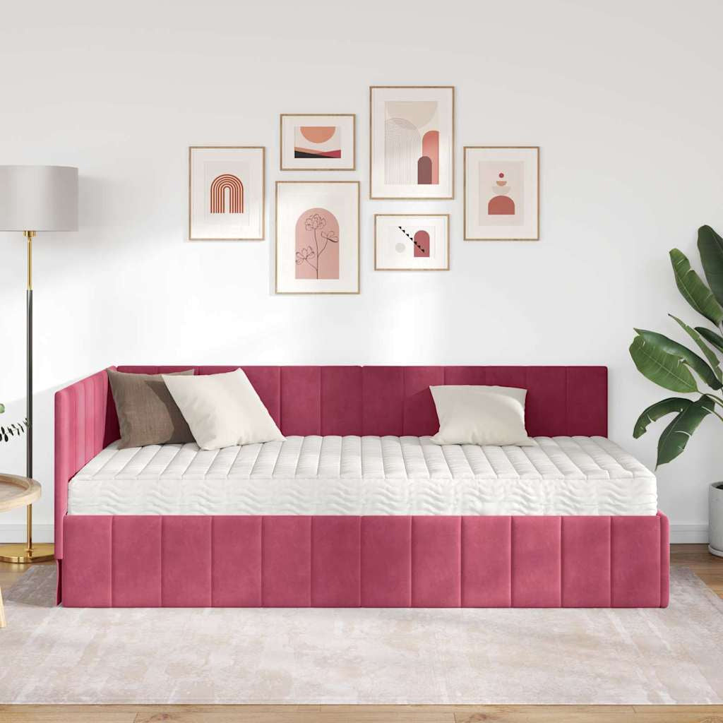 Cadre de lit d’angle avec matelas 2 pc Vert Velours - XIOS