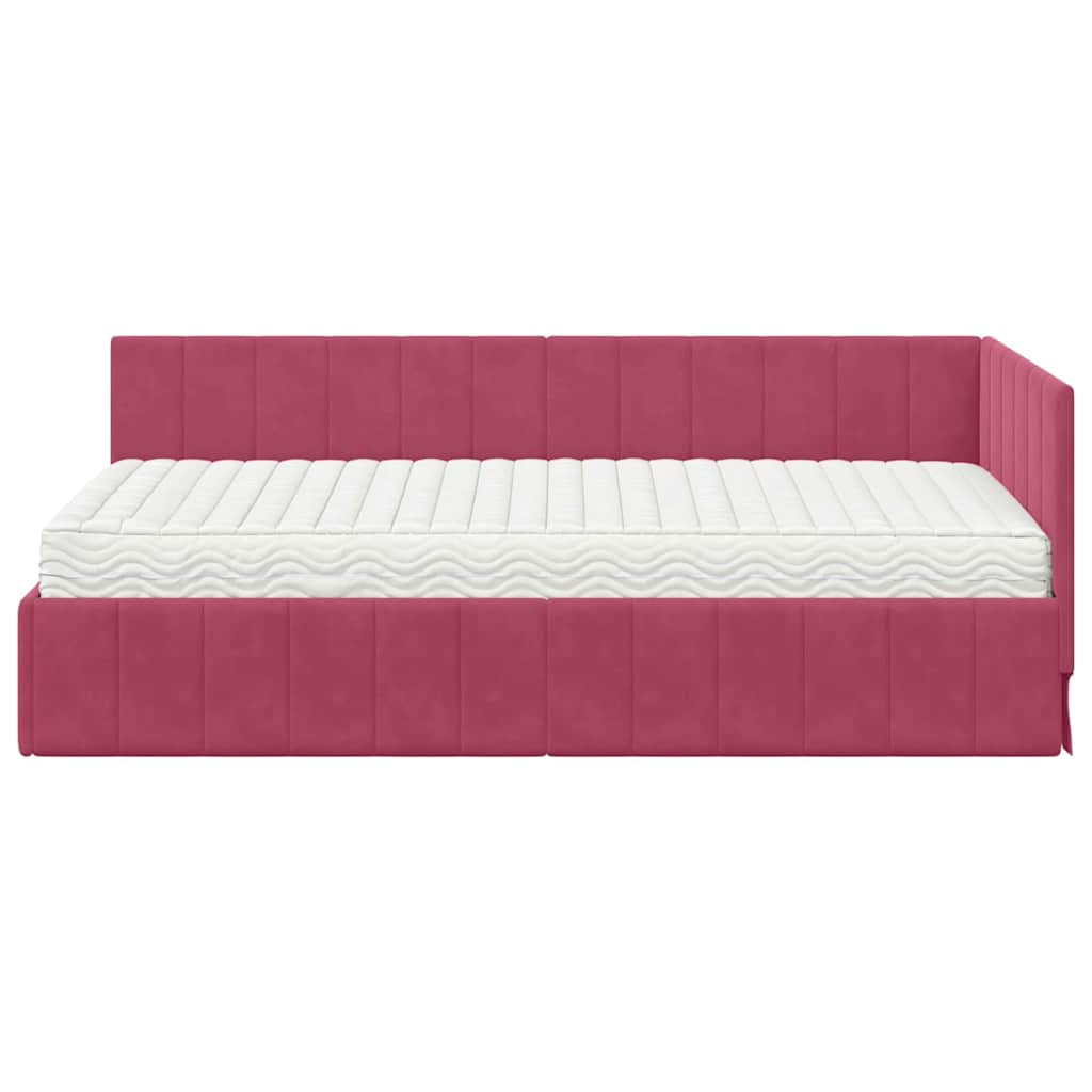 Cadre de lit d’angle avec matelas 2 pc Vert Velours - XIOS