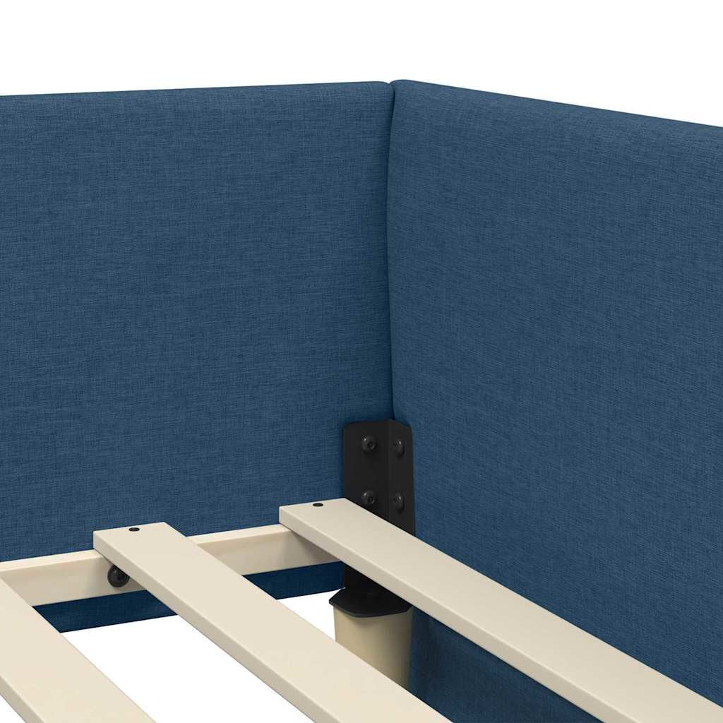 Cadre de lit d’angle avec matelas Autre 2 pc Bleu tissu - XIOS