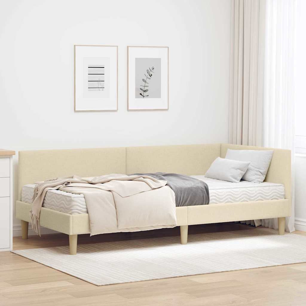 Cadre de lit d’angle avec matelas Autre 2 pc Crème tissu - XIOS