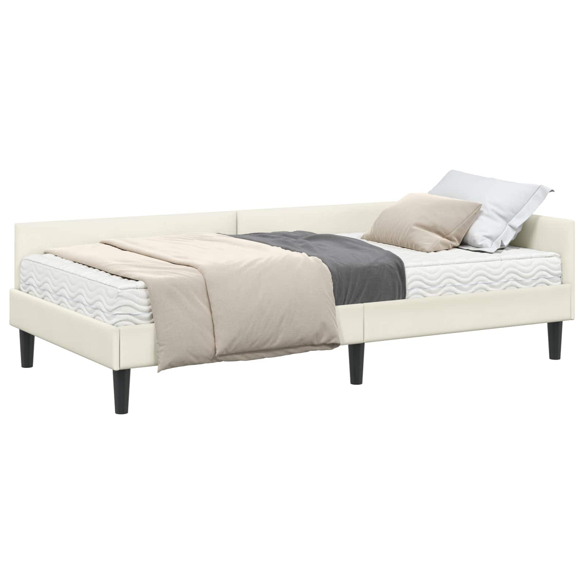 Cadre de lit d’angle avec matelas Autre 2 pc Crème Velours - XIOS