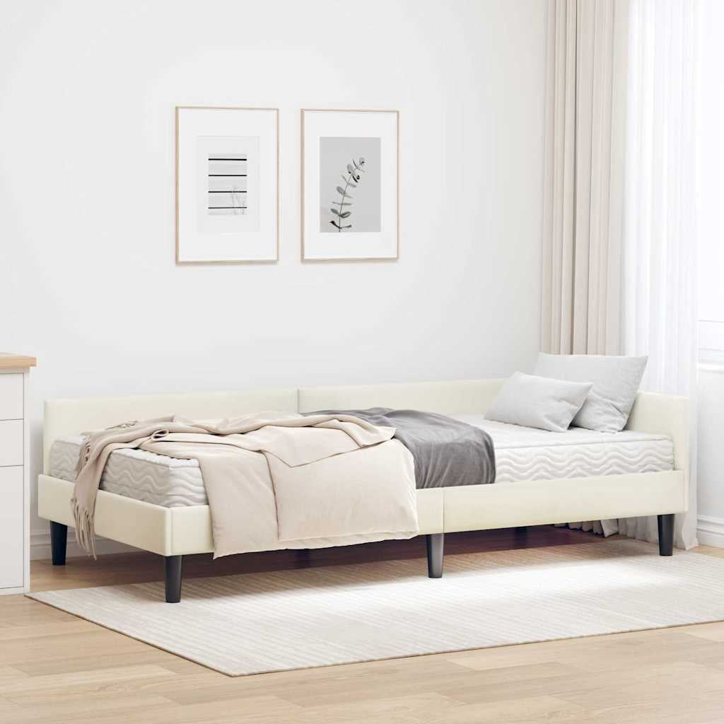 Cadre de lit d’angle avec matelas Autre 2 pc Crème Velours - XIOS