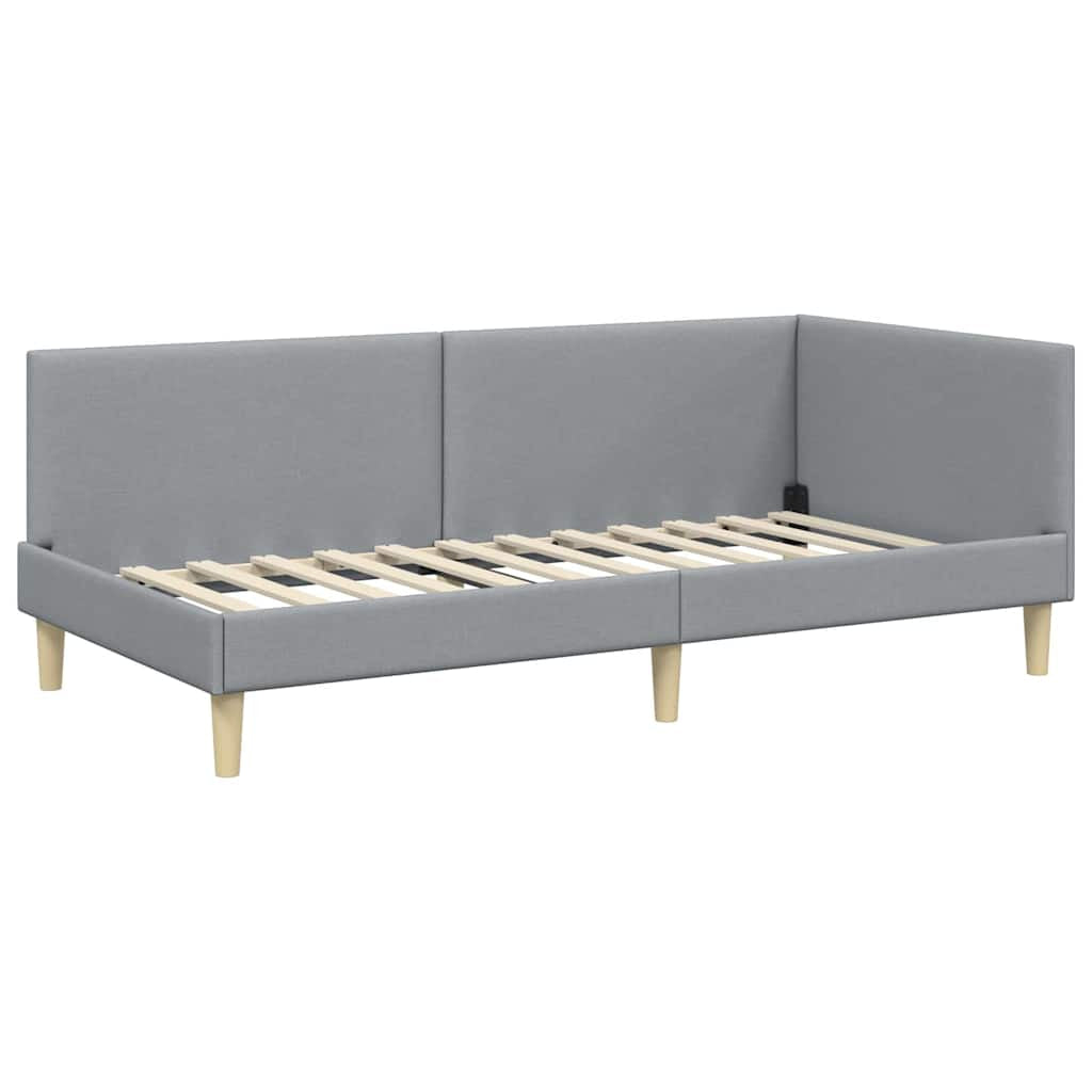 Cadre de lit d’angle avec matelas Autre 2 pc Gris clair tissu - XIOS