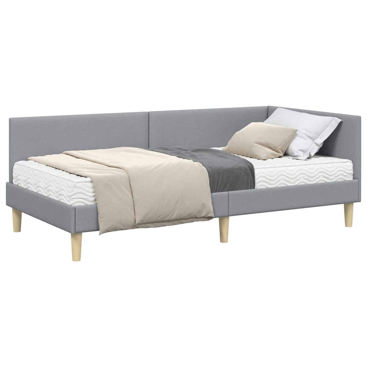 Cadre de lit d’angle avec matelas Autre 2 pc Gris clair tissu - XIOS