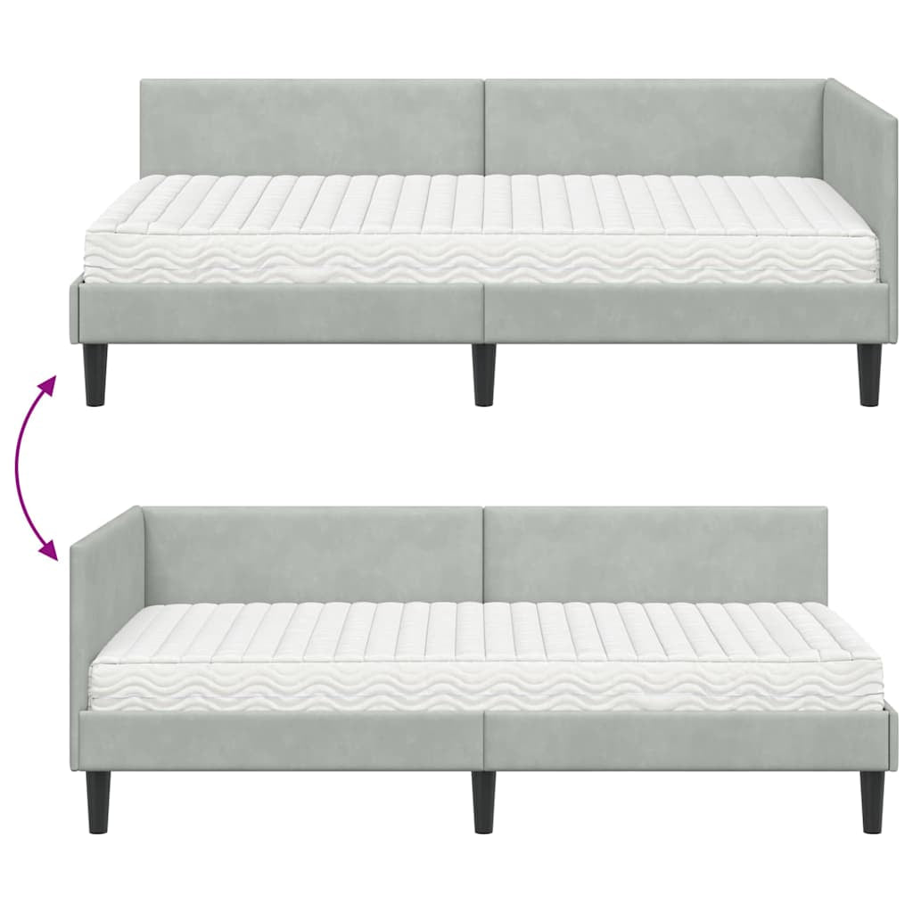 Cadre de lit d’angle avec matelas Autre 2 pc Gris clair Velours - XIOS