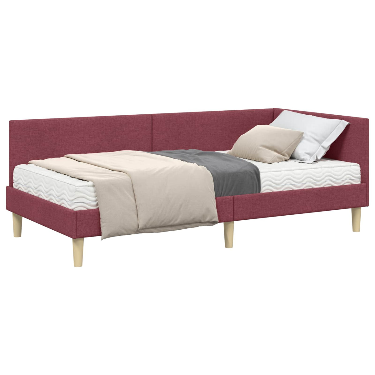 Cadre de lit d’angle avec matelas Autre 2 pc Gris tissu - XIOS