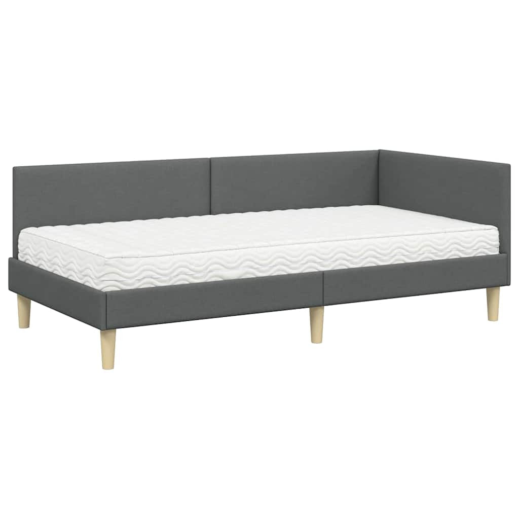 Cadre de lit d’angle avec matelas Autre 2 pc Gris tissu - XIOS
