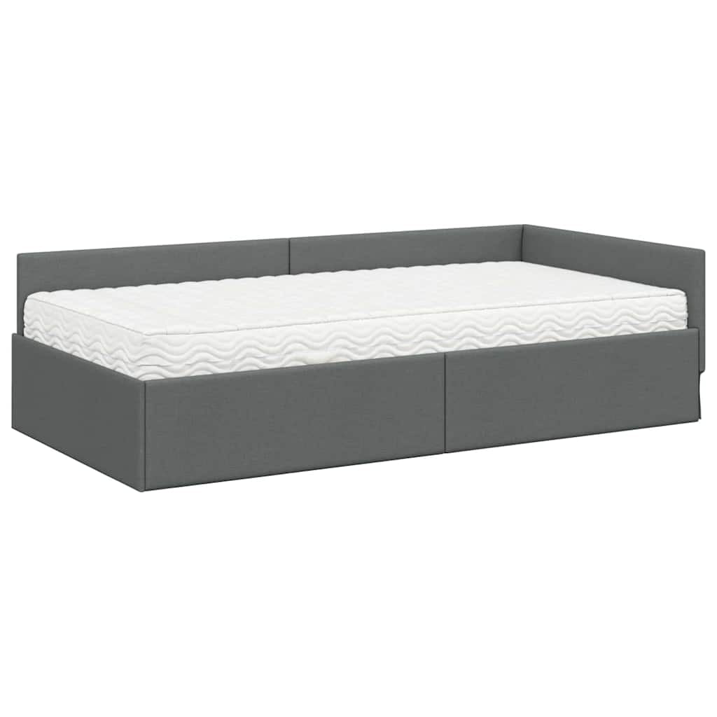 Cadre de lit d’angle avec matelas Autre 2 pc Gris tissu - XIOS