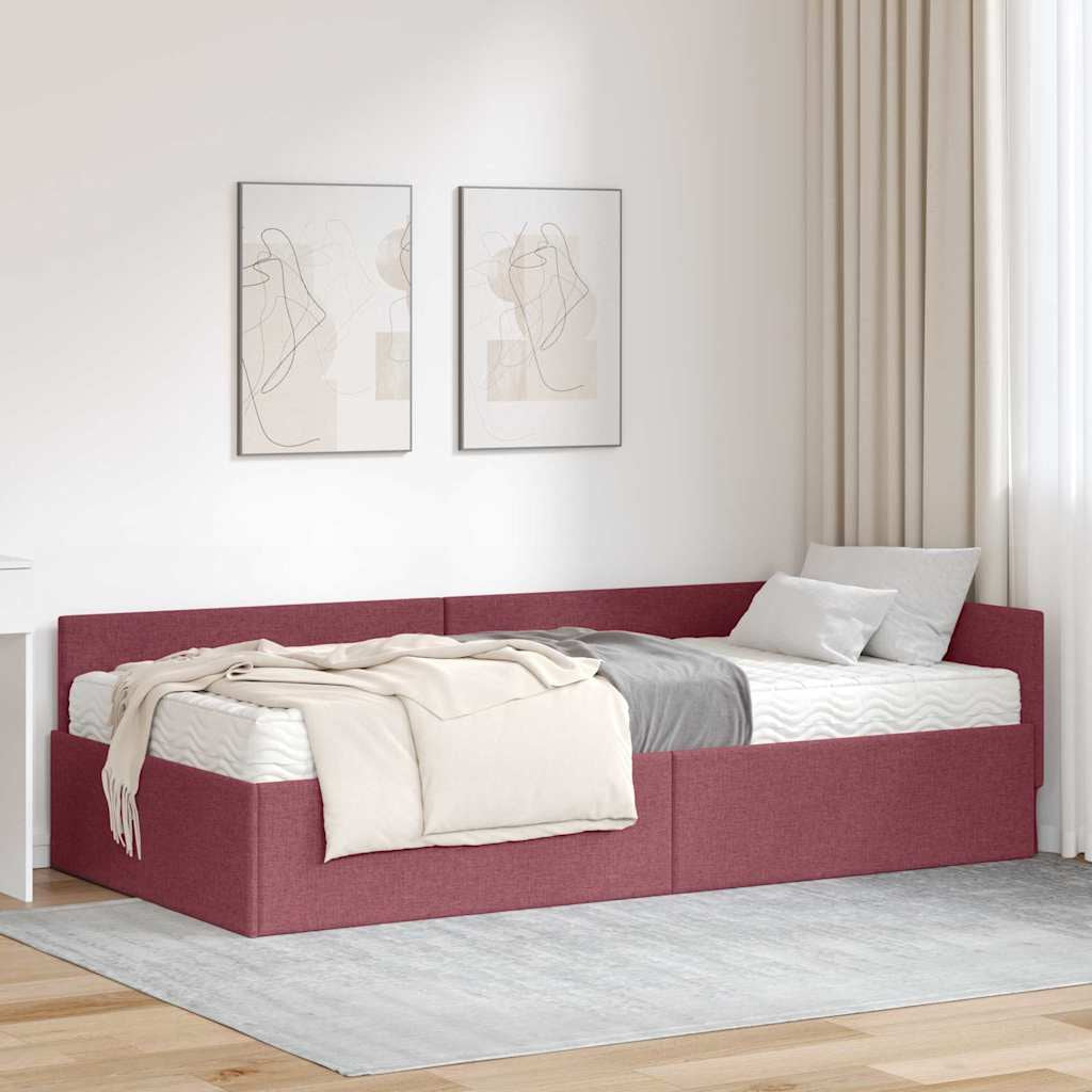 Cadre de lit d’angle avec matelas Autre 2 pc Gris tissu - XIOS