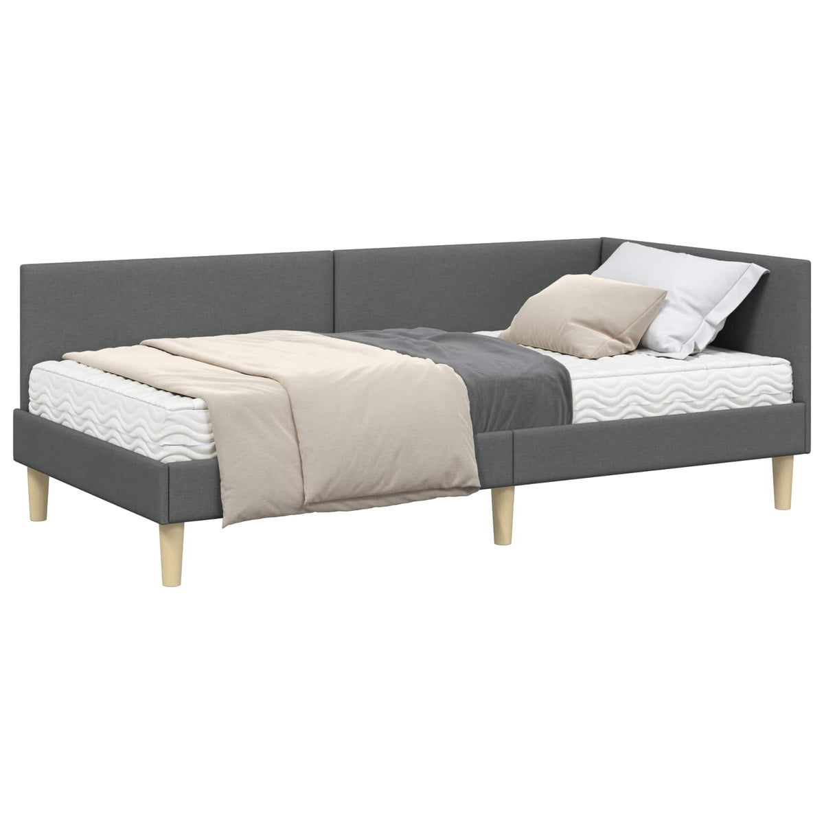 Cadre de lit d’angle avec matelas Autre 2 pc Gris tissu - XIOS