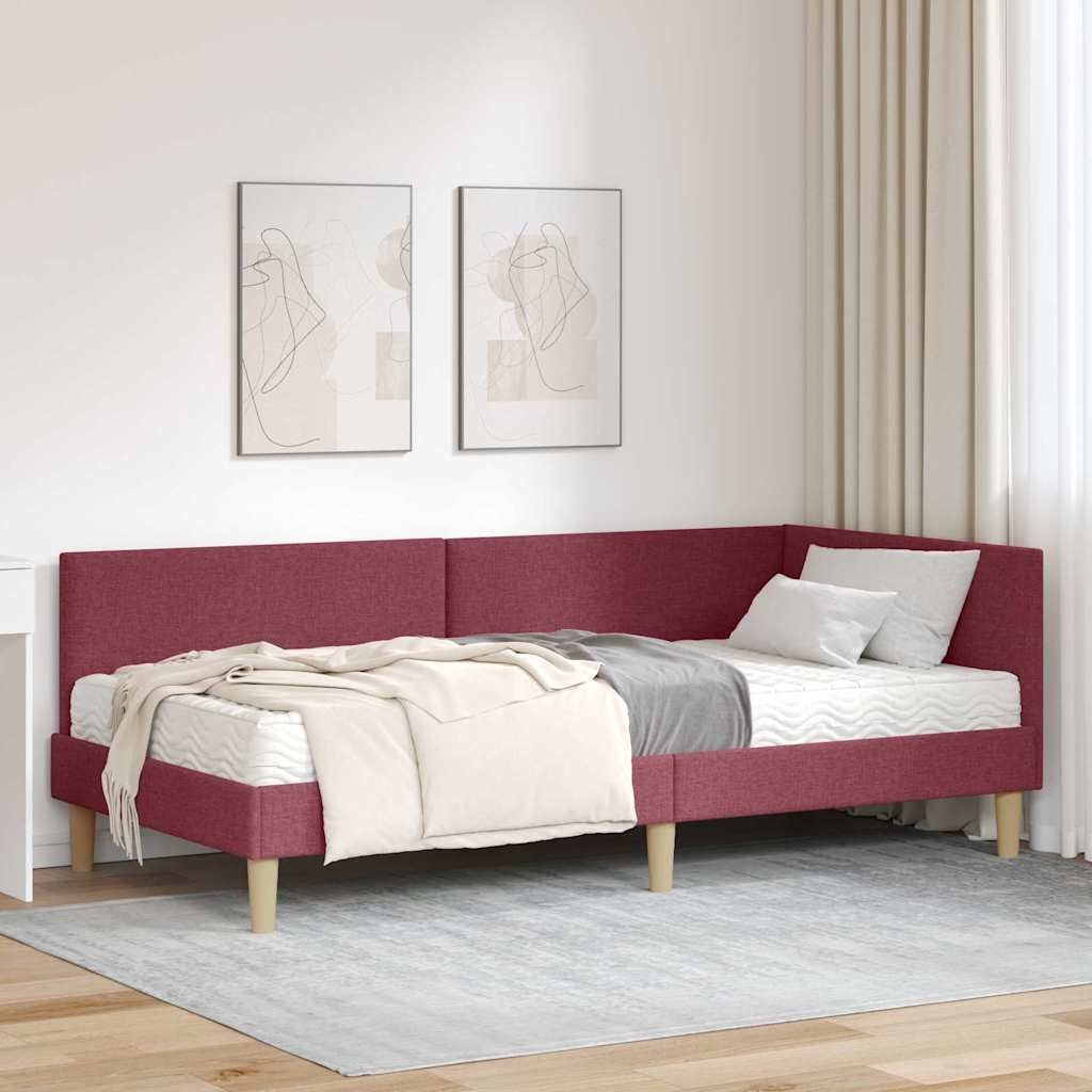 Cadre de lit d’angle avec matelas Autre 2 pc Gris tissu - XIOS