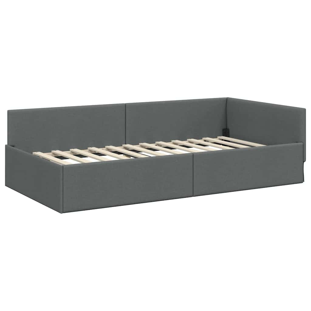 Cadre de lit d’angle avec matelas Autre 2 pc Gris tissu - XIOS