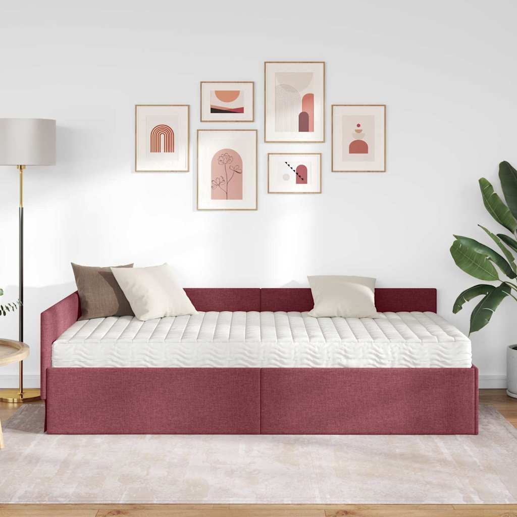 Cadre de lit d’angle avec matelas Autre 2 pc Gris tissu - XIOS