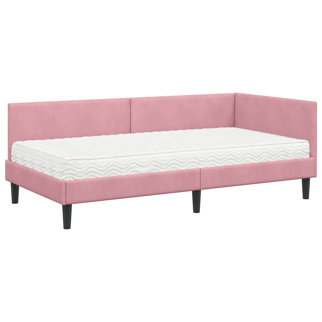 Cadre de lit d’angle avec matelas Autre 2 pc Gris Velours - XIOS