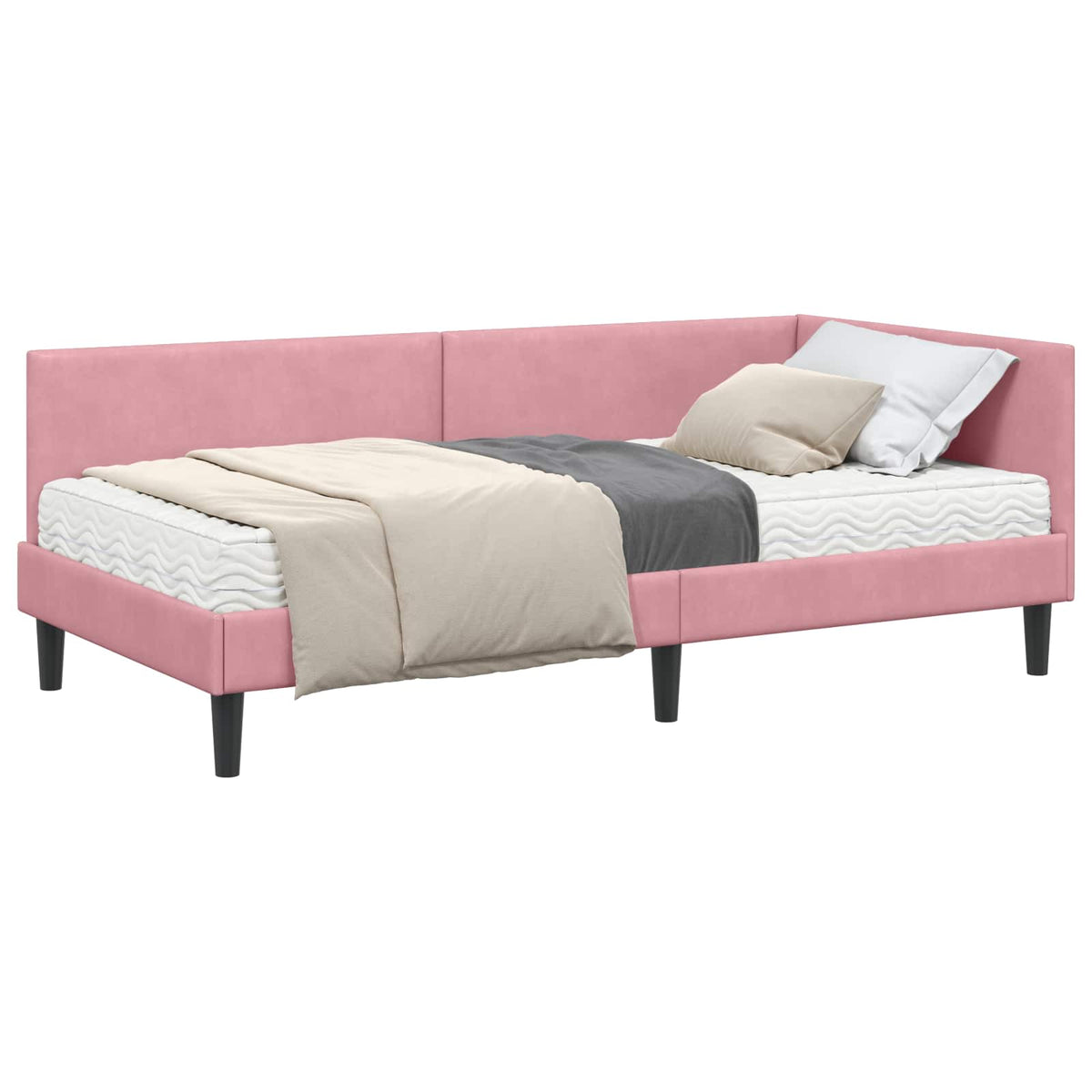 Cadre de lit d’angle avec matelas Autre 2 pc Gris Velours - XIOS