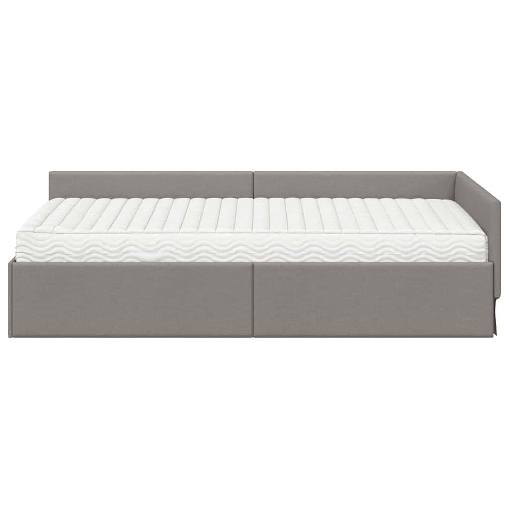 Cadre de lit d’angle avec matelas Autre 2 pc Taupe tissu - XIOS