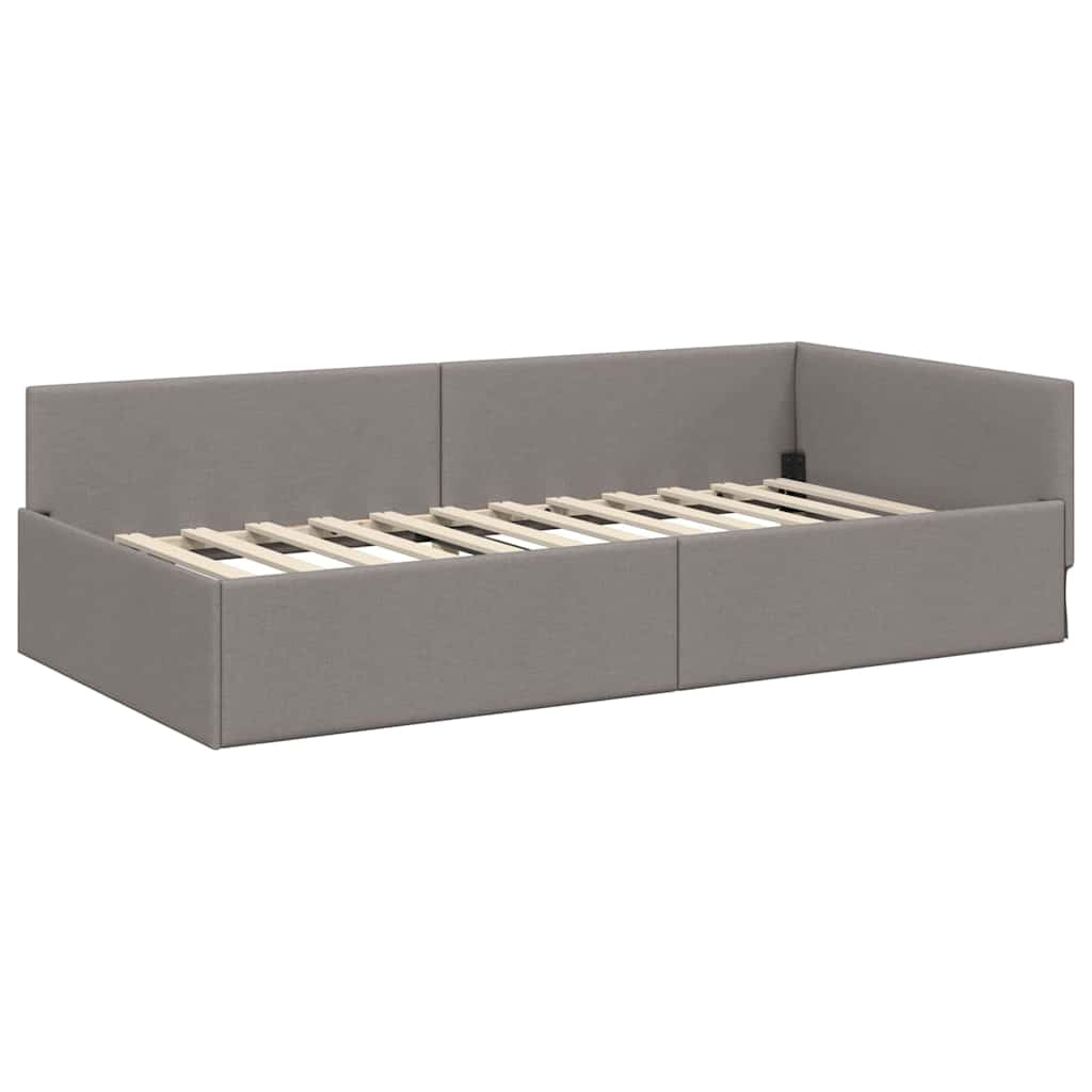 Cadre de lit d’angle avec matelas Autre 2 pc Taupe tissu - XIOS