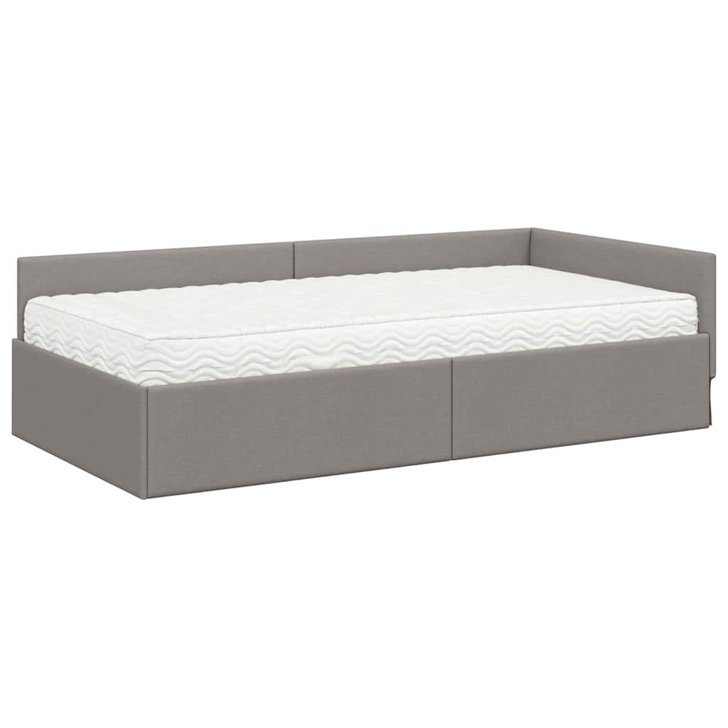 Cadre de lit d’angle avec matelas Autre 2 pc Taupe tissu - XIOS