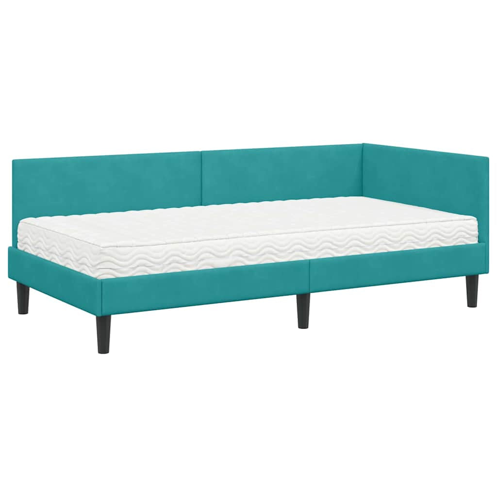 Cadre de lit d’angle avec matelas Autre 2 pc Turquoise Velours - XIOS