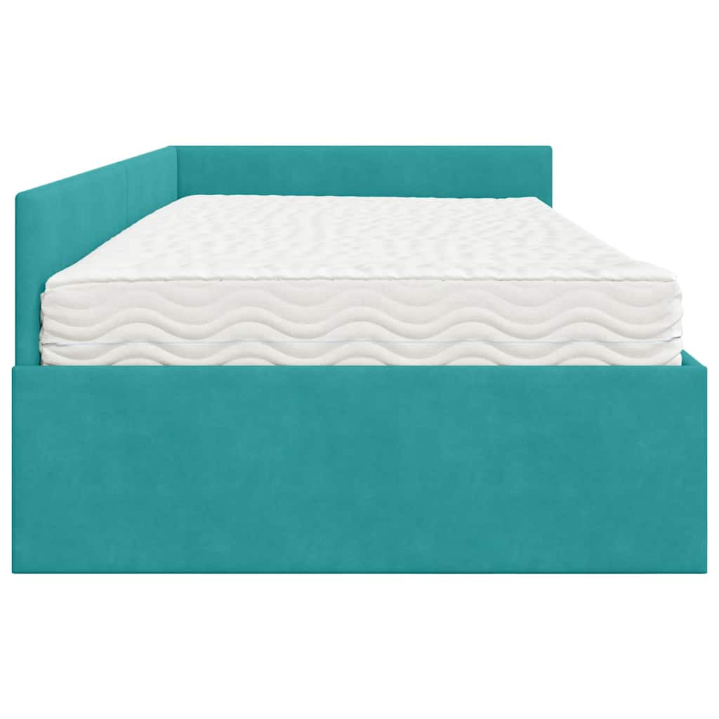 Cadre de lit d’angle avec matelas Autre 2 pc Turquoise Velours - XIOS