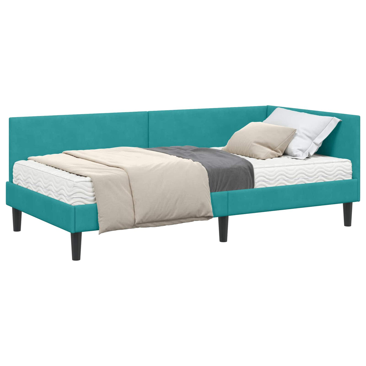 Cadre de lit d’angle avec matelas Autre 2 pc Turquoise Velours - XIOS