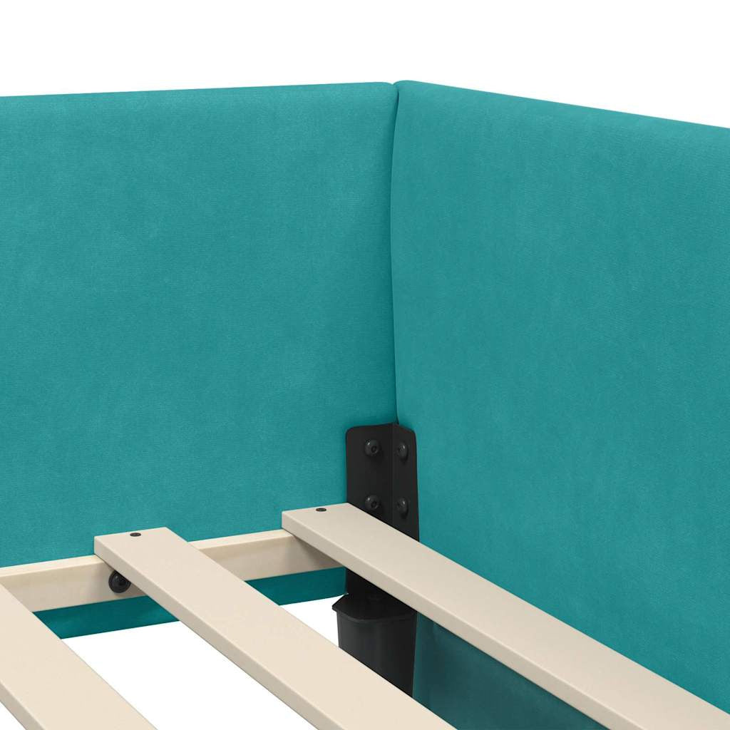 Cadre de lit d’angle avec matelas Autre 2 pc Turquoise Velours - XIOS
