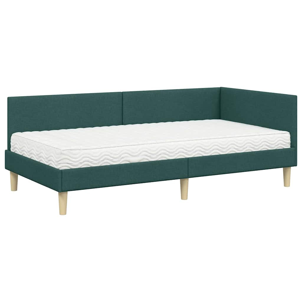 Cadre de lit d’angle avec matelas Autre 2 pc Vert tissu - XIOS