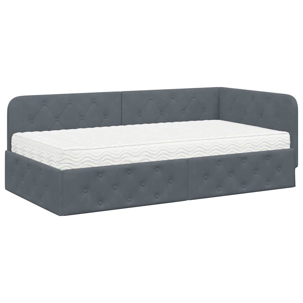 Cadre de lit d’angle Gris foncé 100 x 200 cm Velours - XIOS