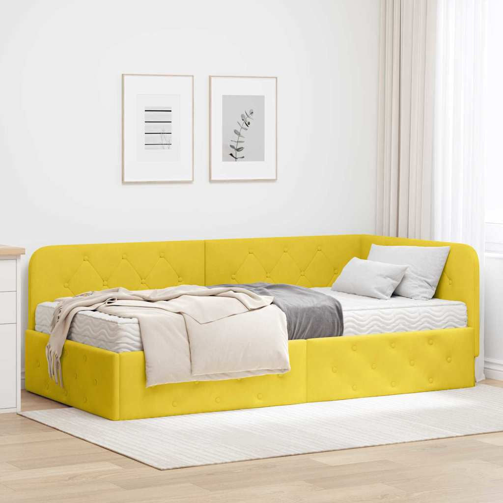 Cadre de lit d’angle Jaune 100 x 200 cm Velours - XIOS