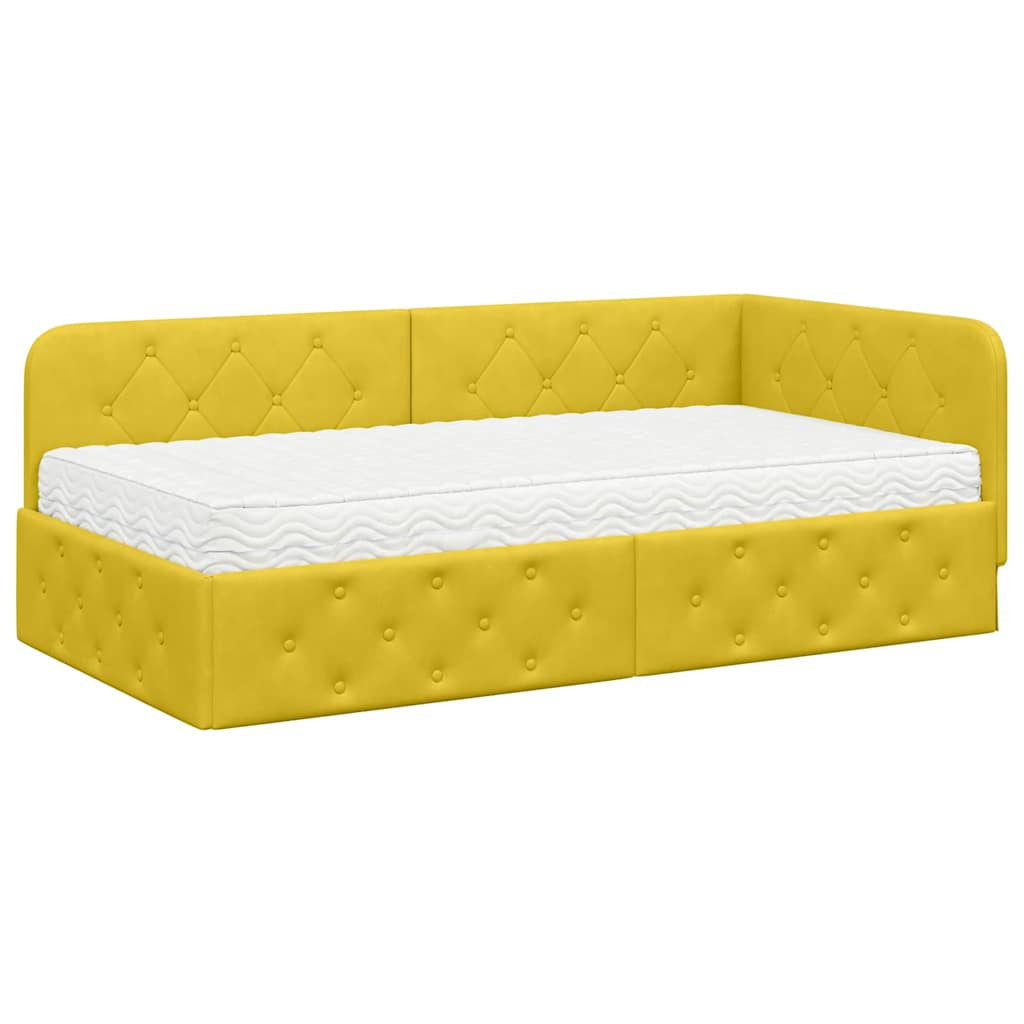 Cadre de lit d’angle Jaune 100 x 200 cm Velours - XIOS