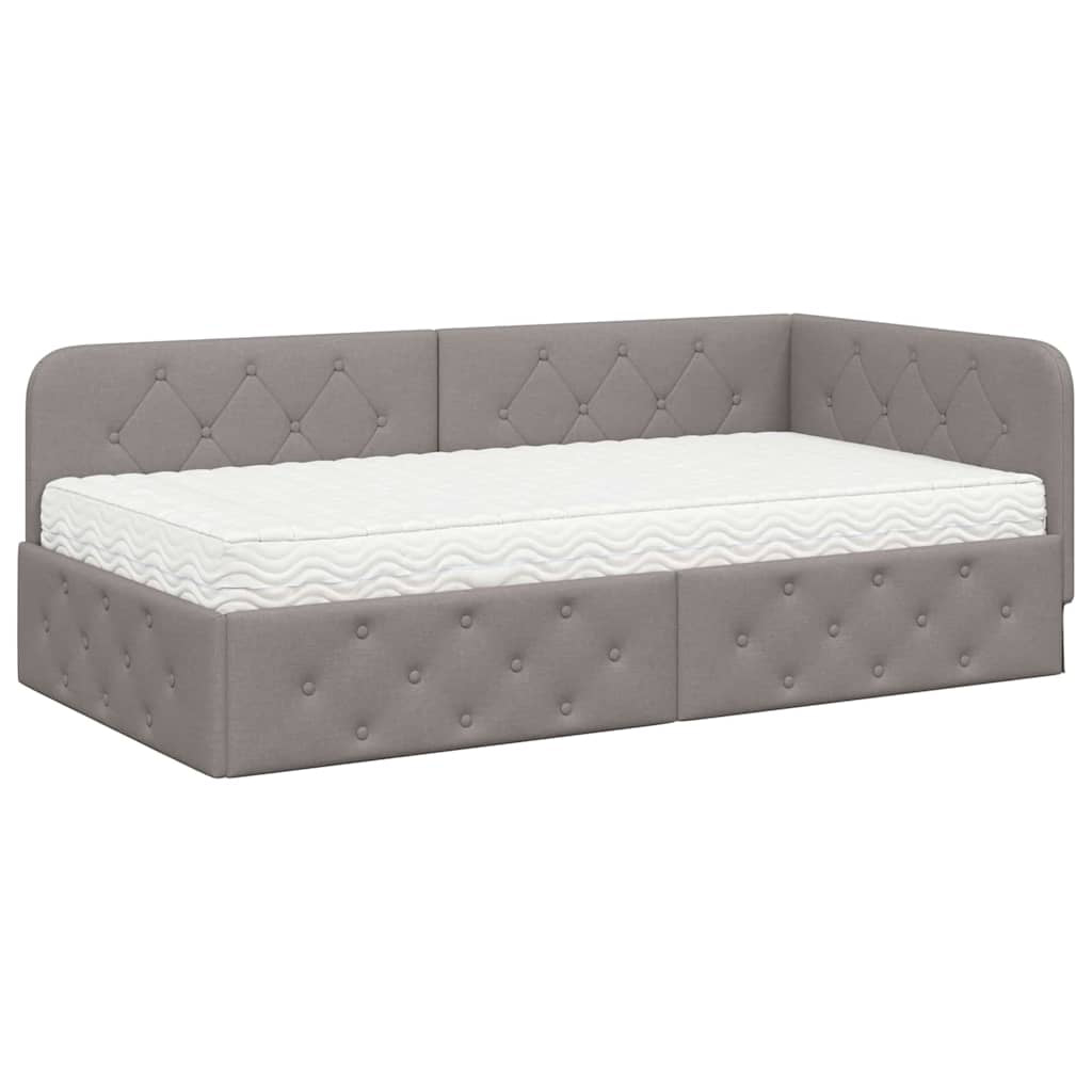 Cadre de lit d’angle Taupe 100 x 200 cm tissu - XIOS