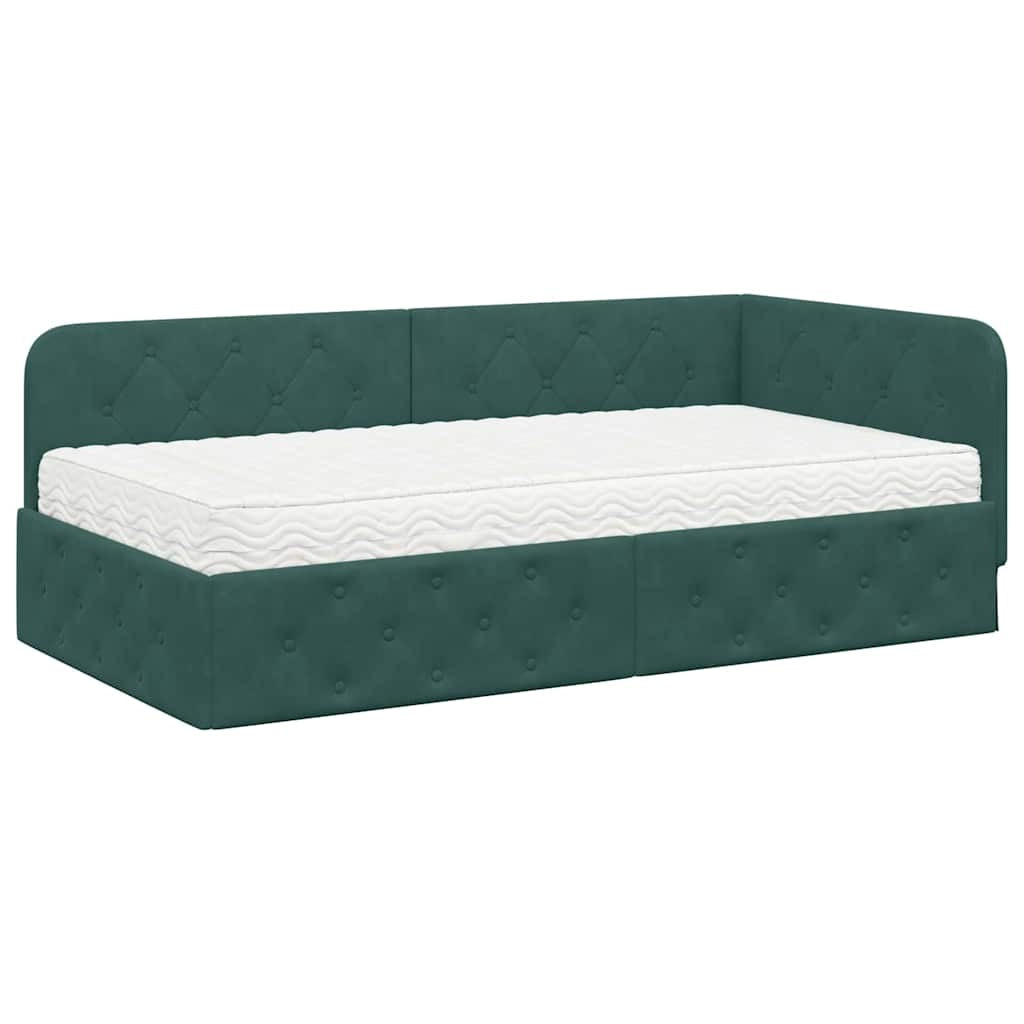 Cadre de lit d’angle Vert foncé 90 x 190 cm Velours - XIOS