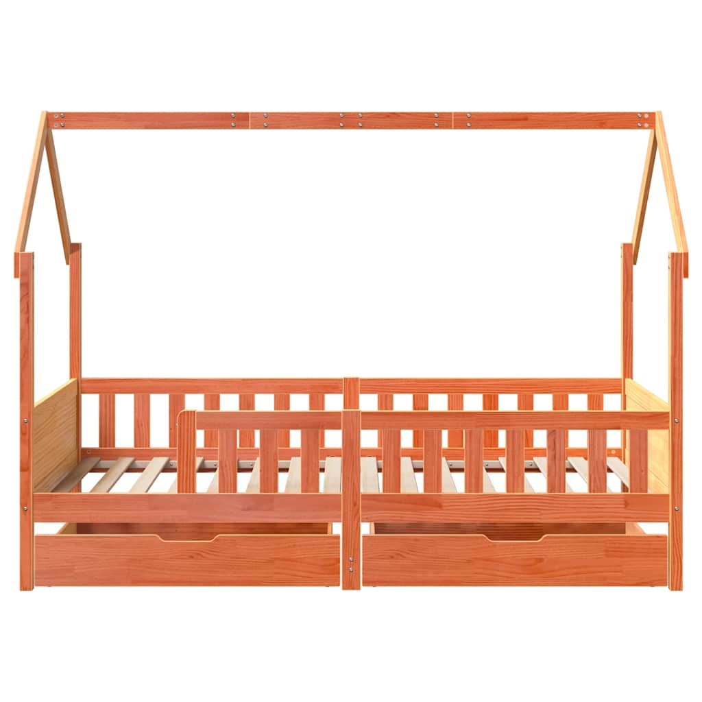 Cadre de lit enfants avec tiroirs sans matelas 80x200 cm bois - XIOS