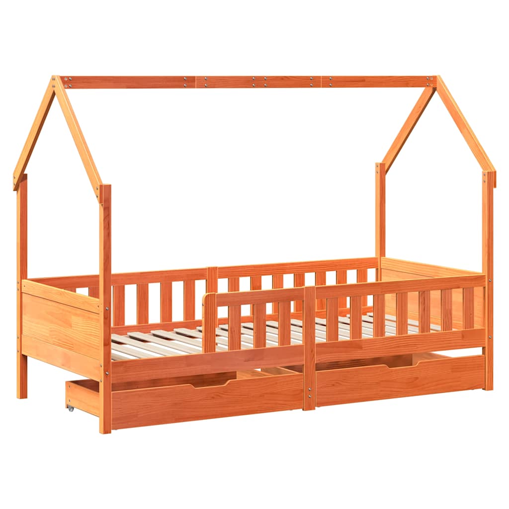 Cadre de lit enfants avec tiroirs sans matelas 80x200 cm bois - XIOS