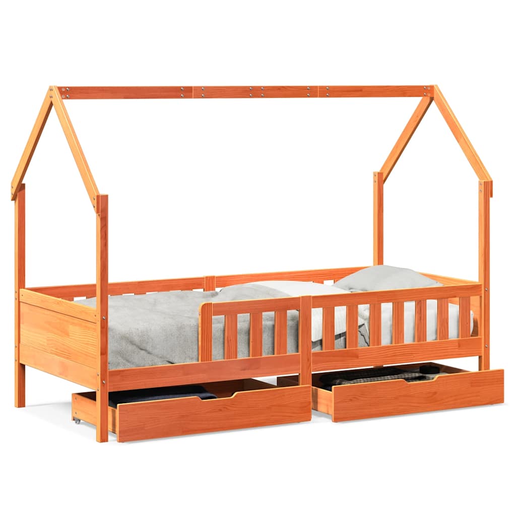 Cadre de lit enfants avec tiroirs sans matelas 80x200 cm bois - XIOS