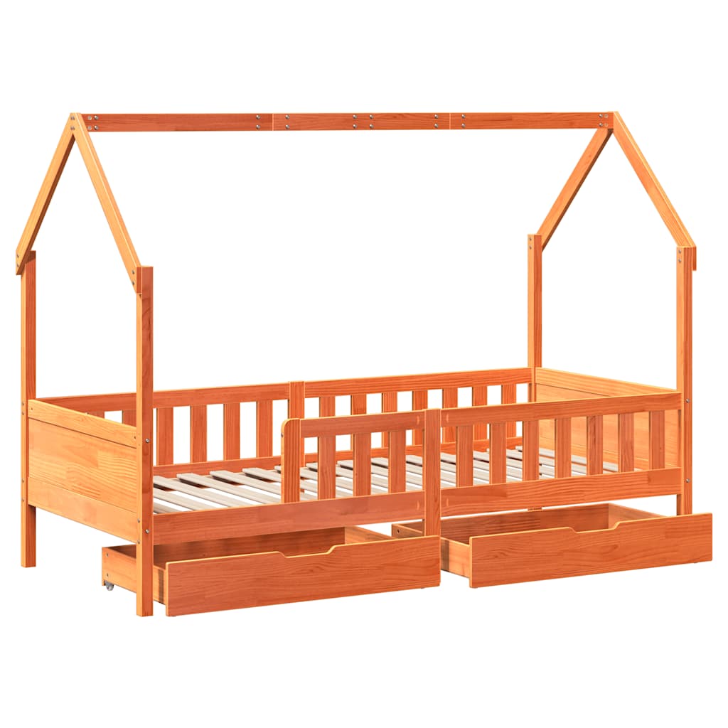 Cadre de lit enfants avec tiroirs sans matelas 80x200 cm bois - XIOS